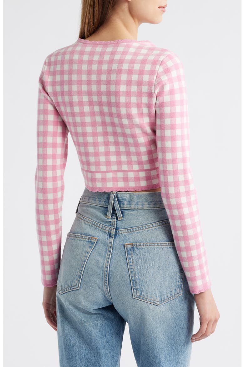 Bridgette Check Crop Cardigan, Alternate, color, PINK PEARL