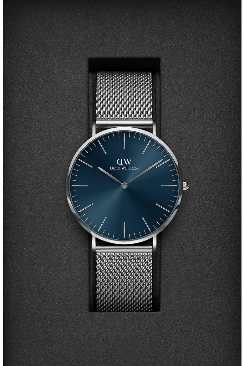 Classic Mesh Strap Watch, 40mm, Alternate, color, SILVER