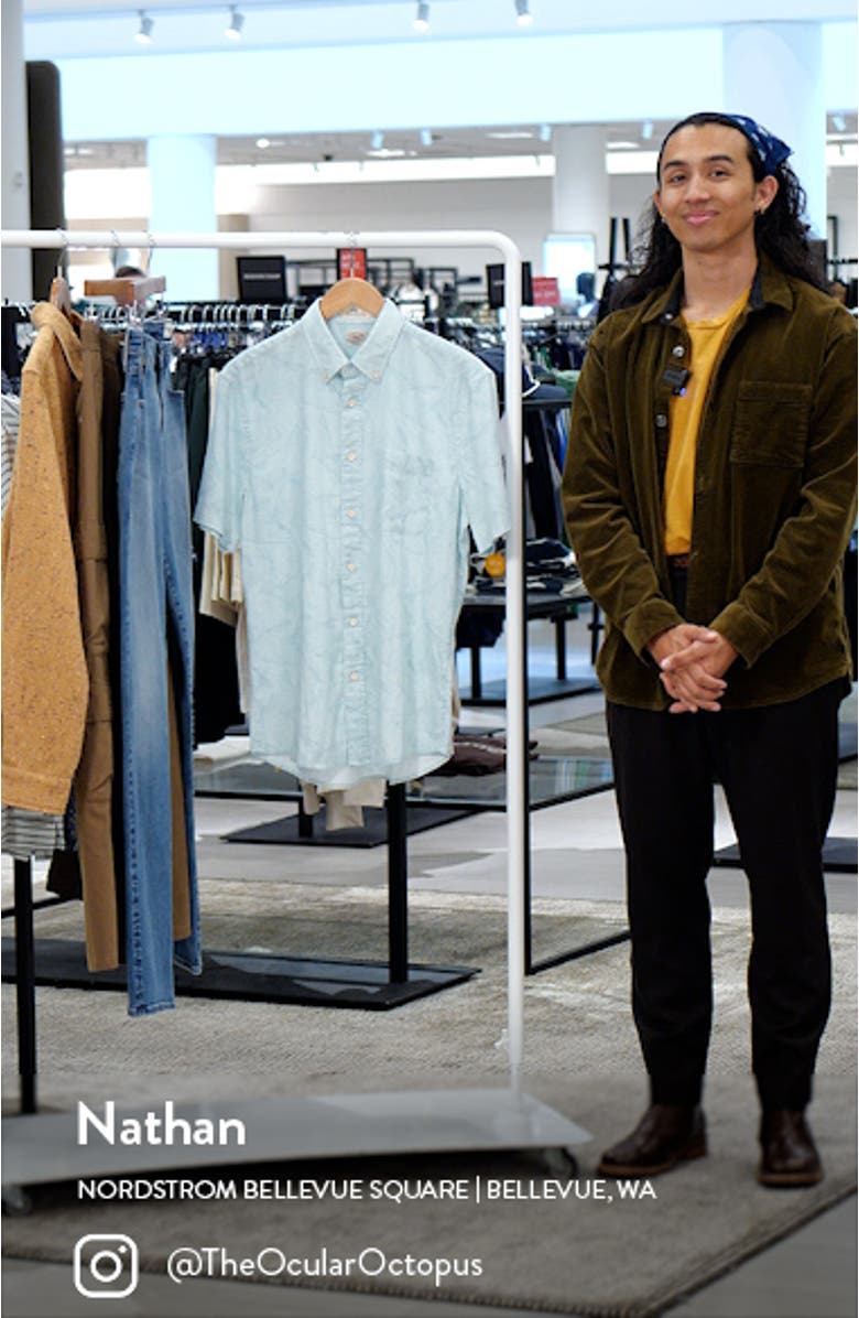 Breeze Short Sleeve Linen Blend Button-Up Shirt, sales video thumbnail