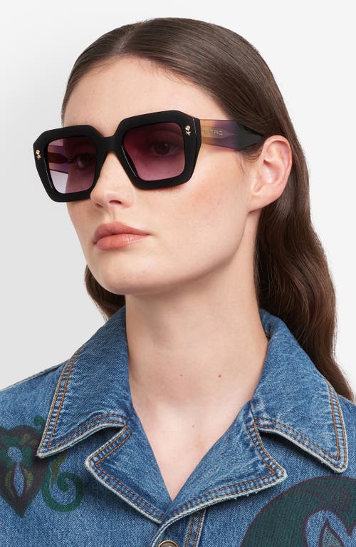 Etro 52mm Gradient Rectangular Sunglasses In Black