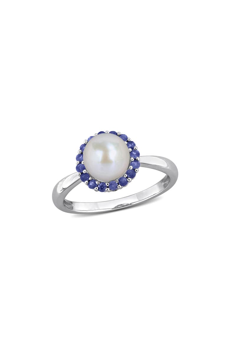 Semiprecious Stone & Cultured Pearl Ring, Main, color, BLUE
