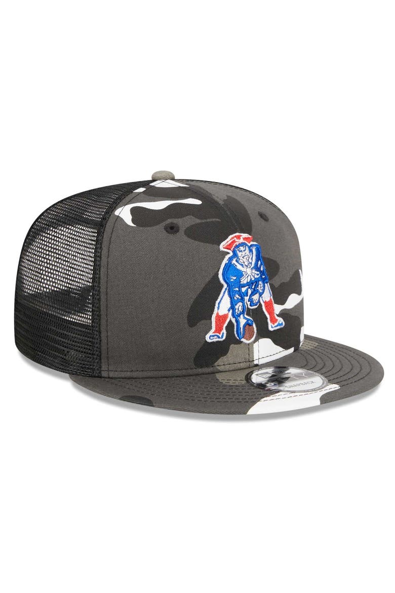 Men's New Era Urban Camo New England Patriots 9FIFTY Trucker Snapback Hat, Alternate, color, Camo