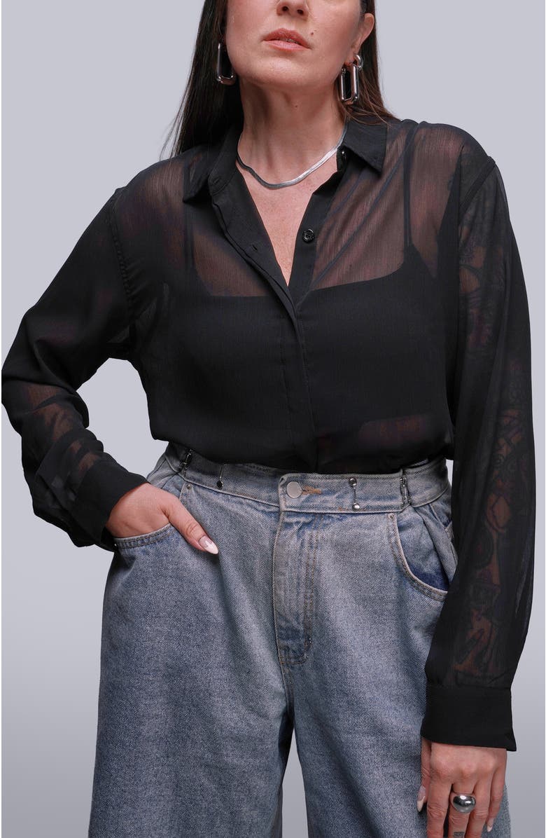 WILDFANG The Empower Long Sleeve Button Up, Alternate, color, Black