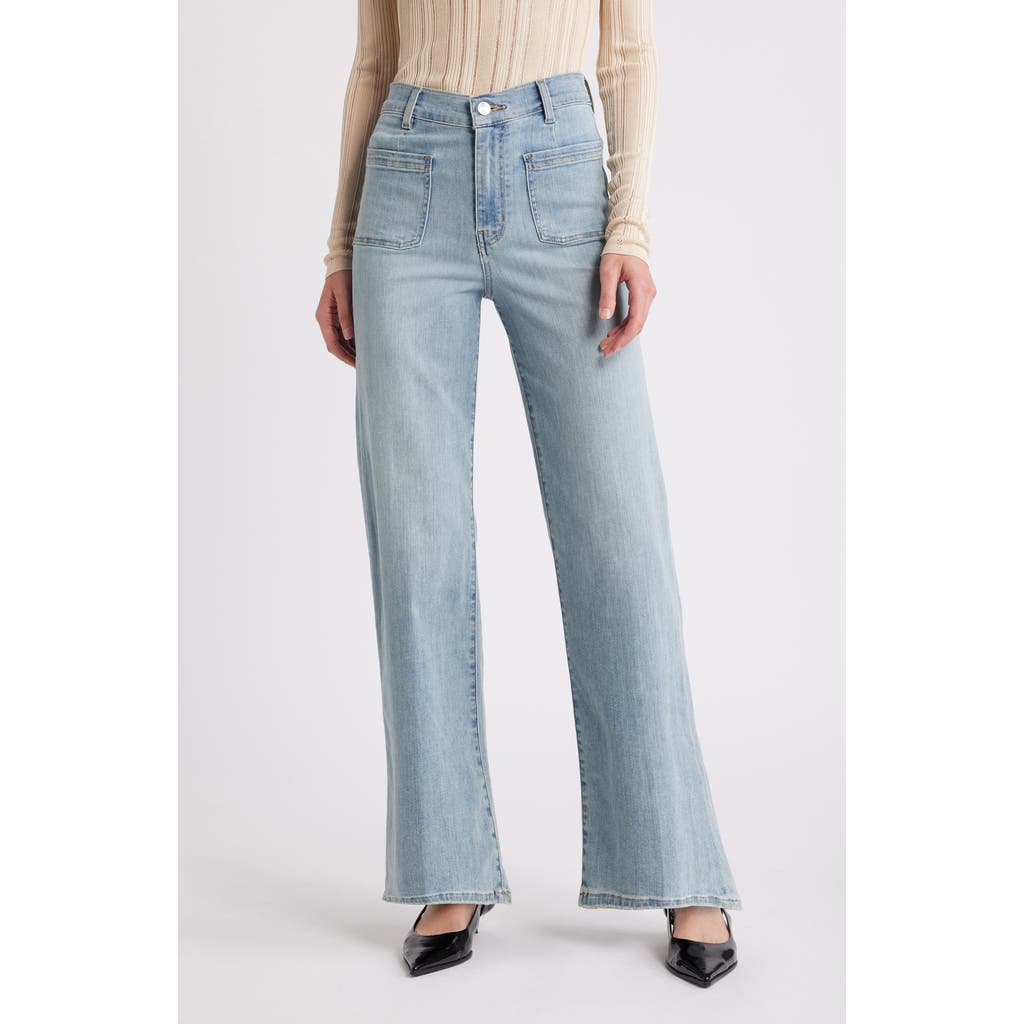 Shop Frame Le Slim Palazzo Bardot Pocket Wide Leg Jeans In Wilson Clean