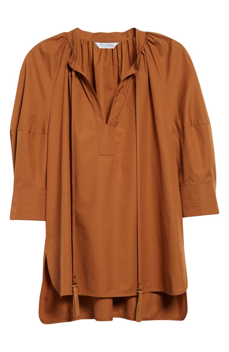 Max Mara Carpi Lantern Sleeve Cotton Poplin Top, Alternate, color,