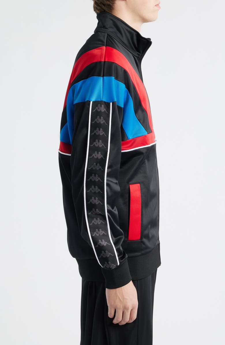 KAPPA 222 Banda Orlando Colorblock Tricot Track Jacket, Alternate, color, Black - Red Racing - Blue Sea