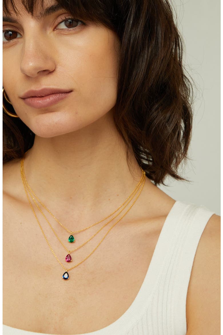 Pear Solitaire Necklace, Alternate, color, Yellow Gold Vermeil