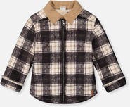 Deux par Deux Brushed Plaid Zip Front Ribbed Collar Jacket