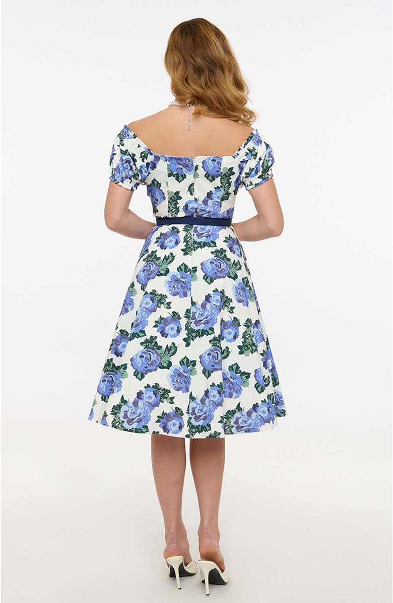 Unique Vintage Ohara Swing Dress, Alternate, color, White & Blue Floral