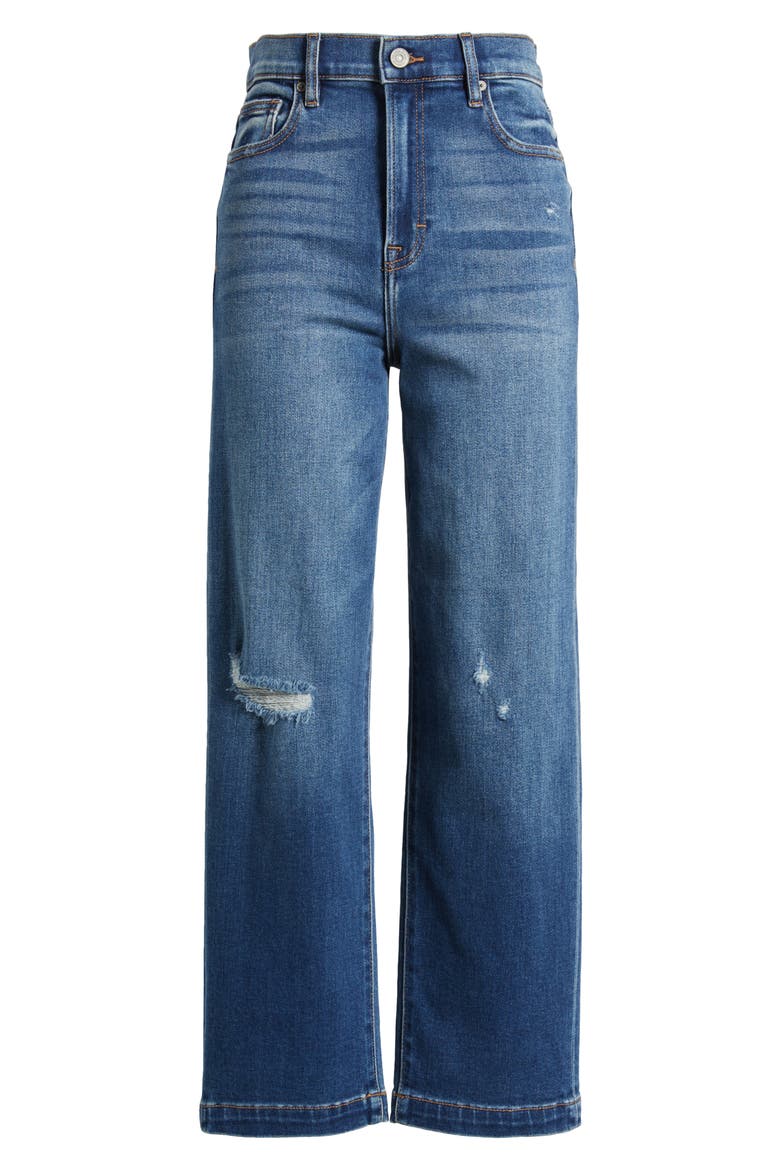 Distressed Relaxed Straight Leg Jeans, Alternate, color, DK WASH