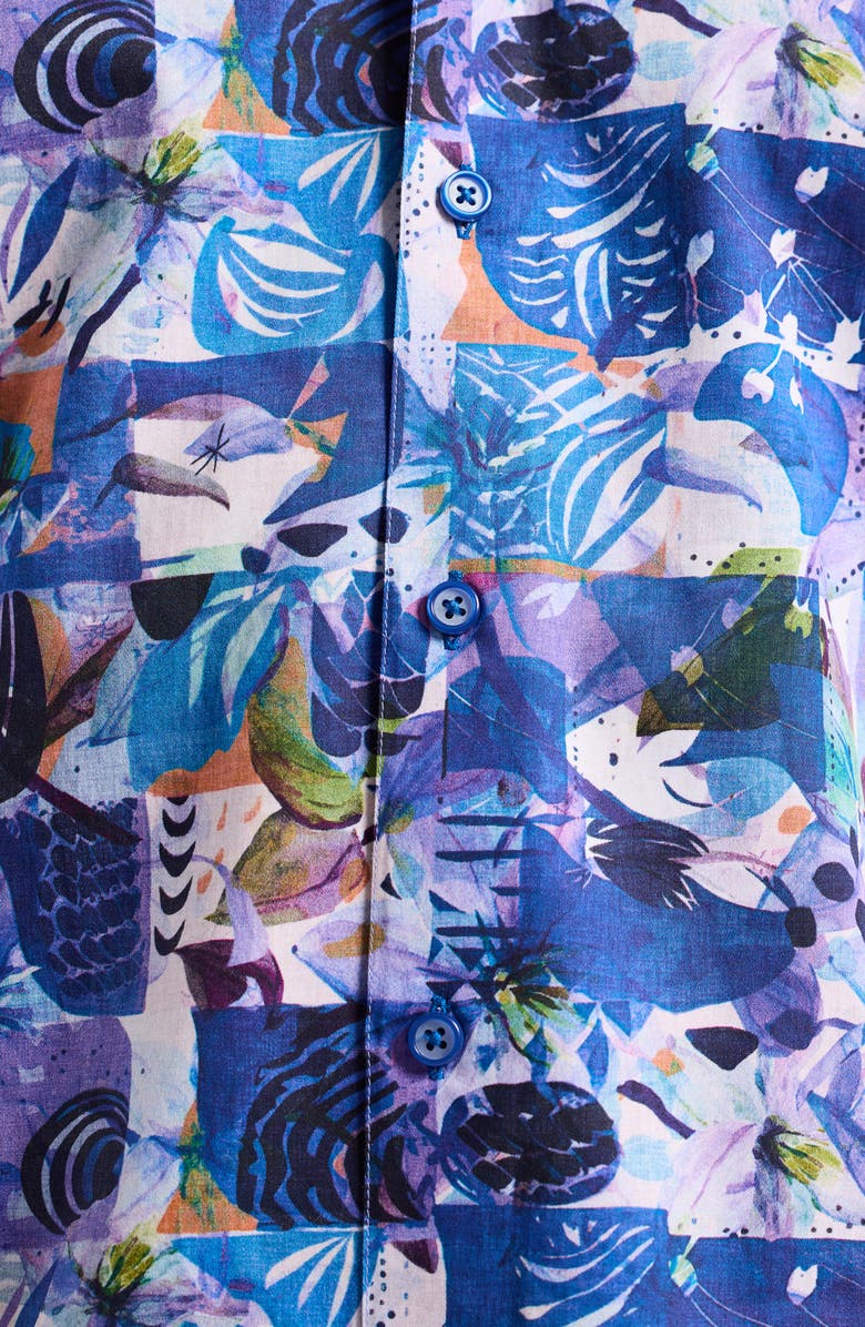 Robert Graham Broward Short Sleeve Cotton Dress Shirt, Alternate, color, Blue