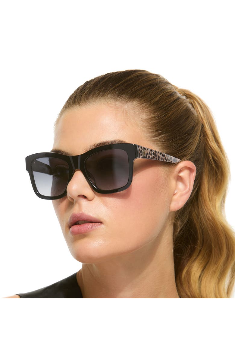 Kurt Geiger London 56mm Square Sunglasses, Alternate, color, Black Animalier/ Dark Grey Sf