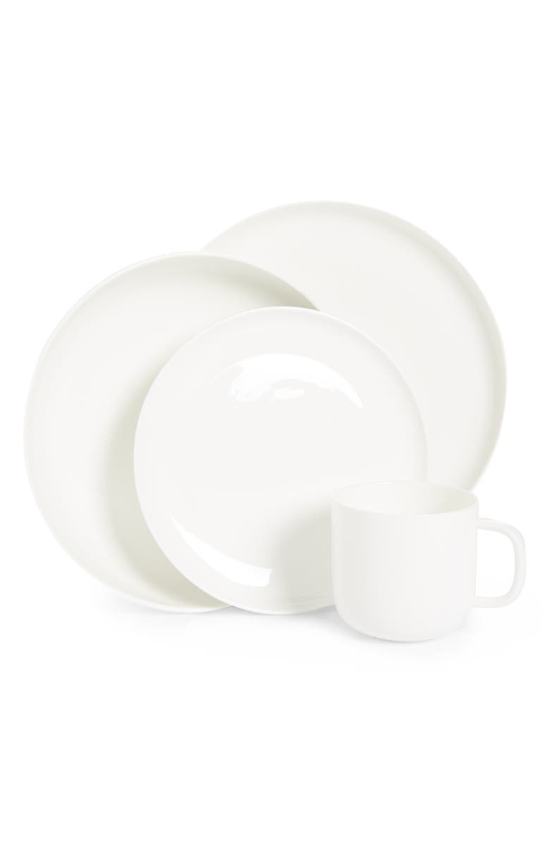 Fortessa Modern Coupe 16-Piece Dinnerware Set, Main, color, White