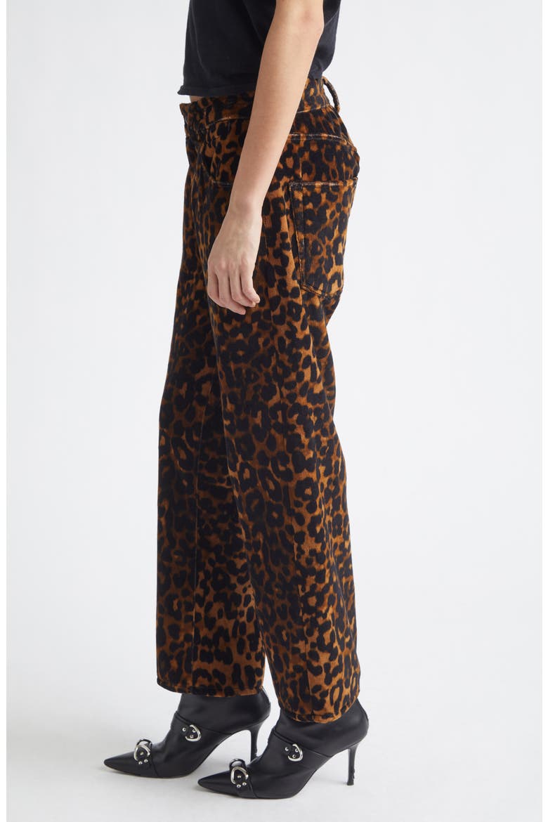 X-Boyfriend Leopard Print Cotton Velveteen Pants, Alternate, color, BROWN LEOPARD