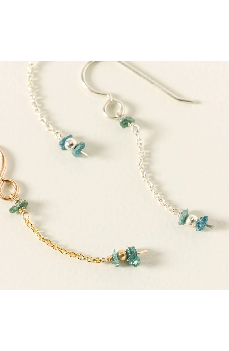 Uncommon Goods Delicate Raw Blue Diamond Earrings, Alternate, color, Silver