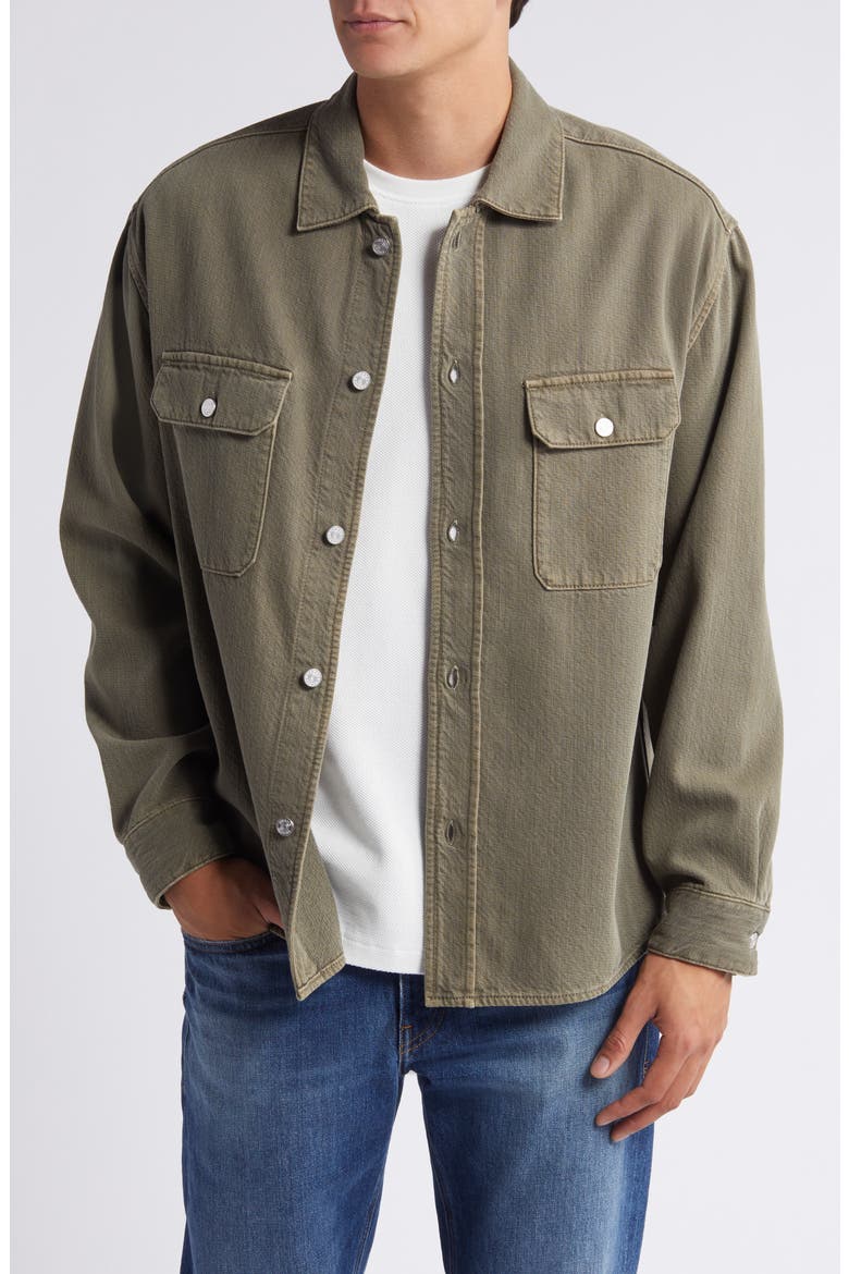 Textured Terry Overshirt, Main, color, SMOKEY OLIVE