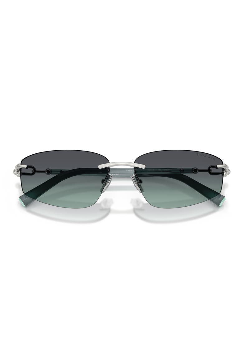 59mm Irregular Rectangular Sunglasses, Alternate, color, SILVER / AZURE GRADIENT GREY
