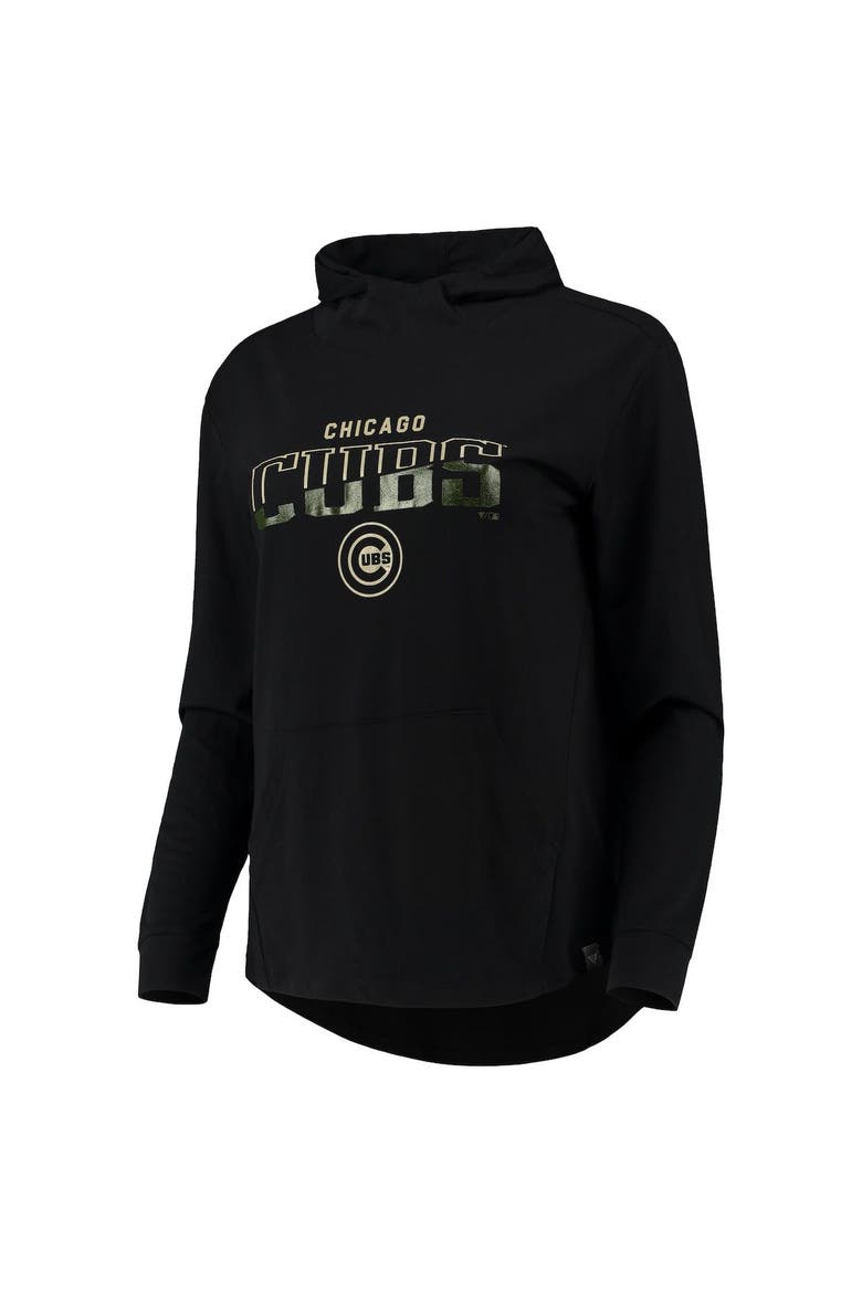 Women's Levelwear Black Chicago Cubs Vivid Scuba Neck Pullover Hoodie, Alternate, color, Black