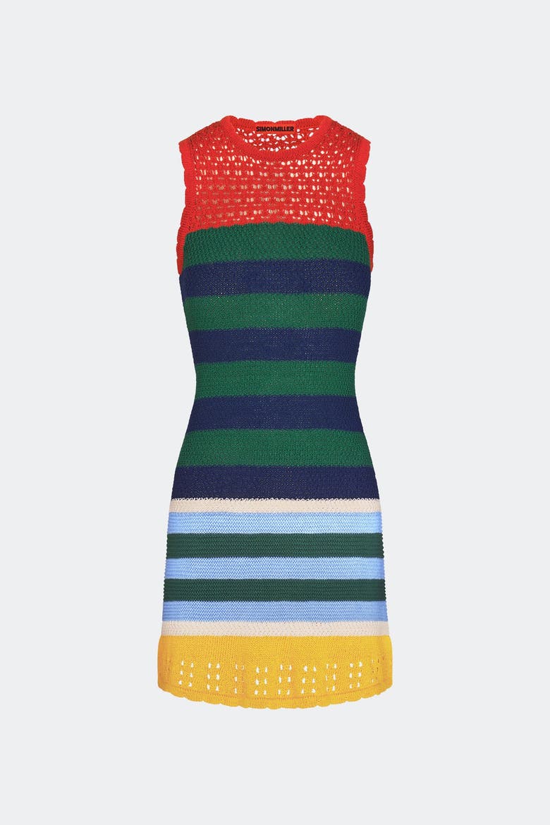 Yvonne Knit Mini Dress, Main, color, BRICK STRIPE COMBO