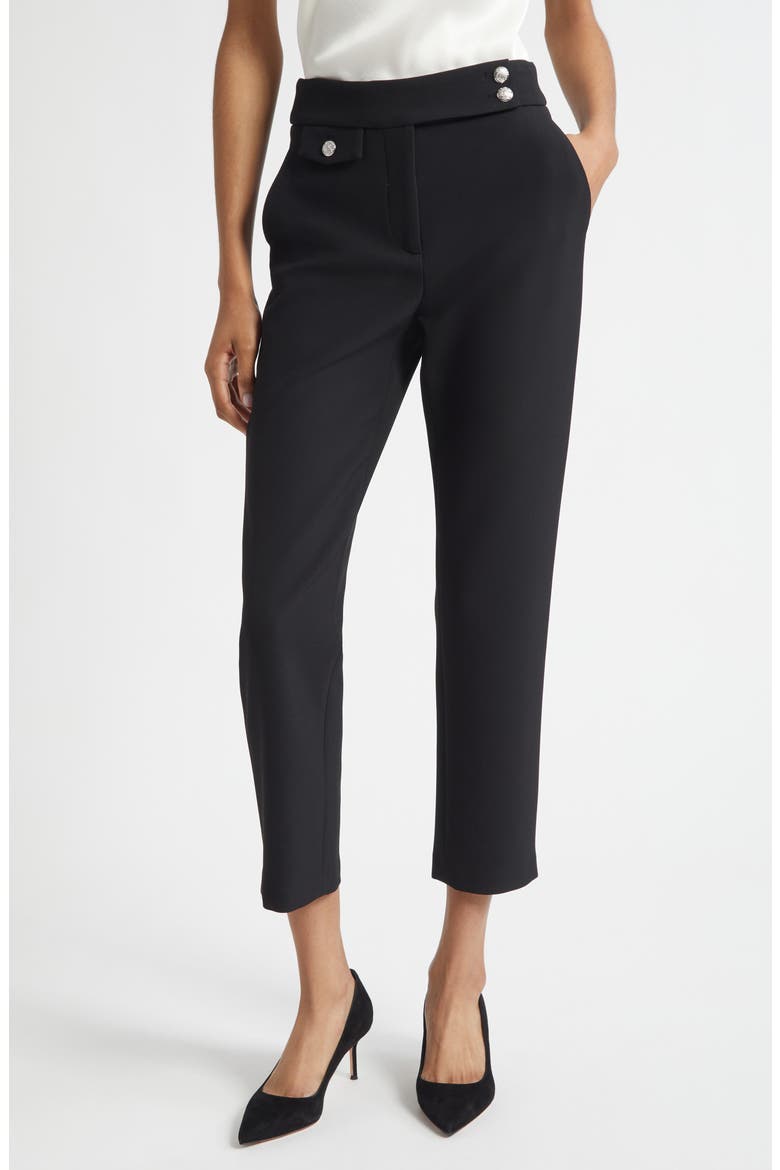 Renzo Crop Cotton Blend Trousers, Main, color, BLACK