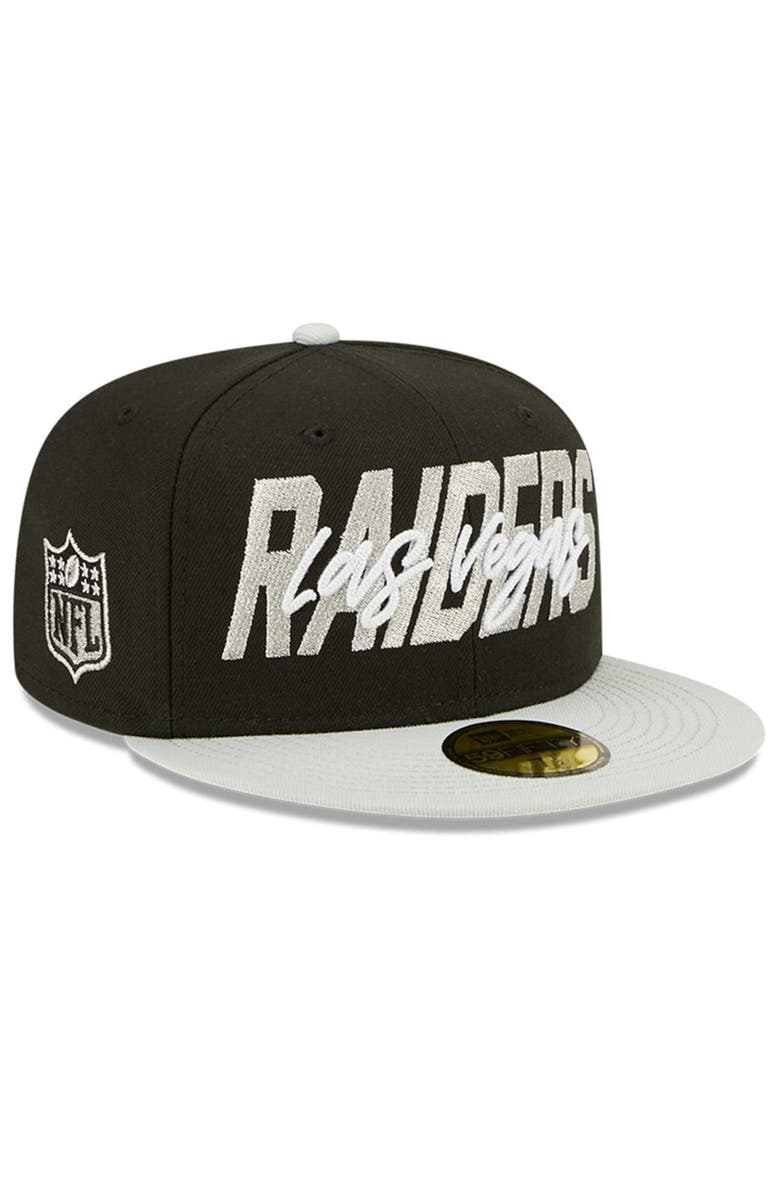 New Era Men's New Era Black/Gray Las Vegas Raiders 2022 NFL Draft On Stage 59FIFTY Fitted Hat, Alternate, color, 