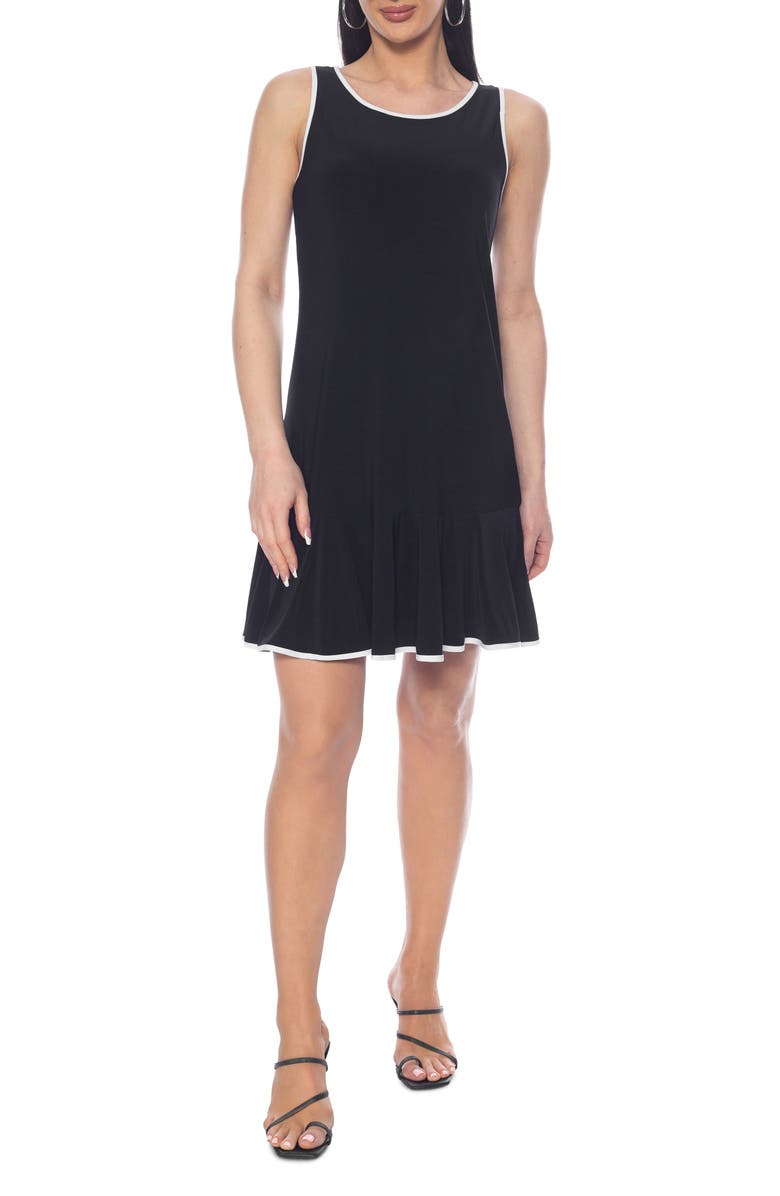 TASH AND SOPHIE Sleeveless A-Line Dress, Main, color, Black White