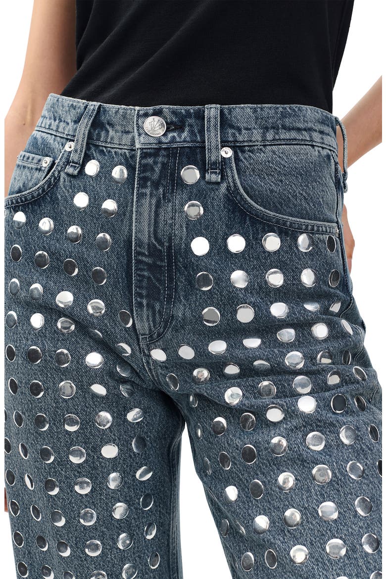 Shea Rhinestone Straight Leg Jeans, Alternate, color, BLUE
