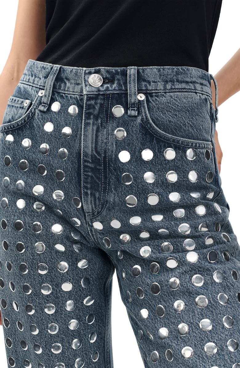 rag & bone Shea Rhinestone Straight Leg Jeans, Alternate, color, Blue