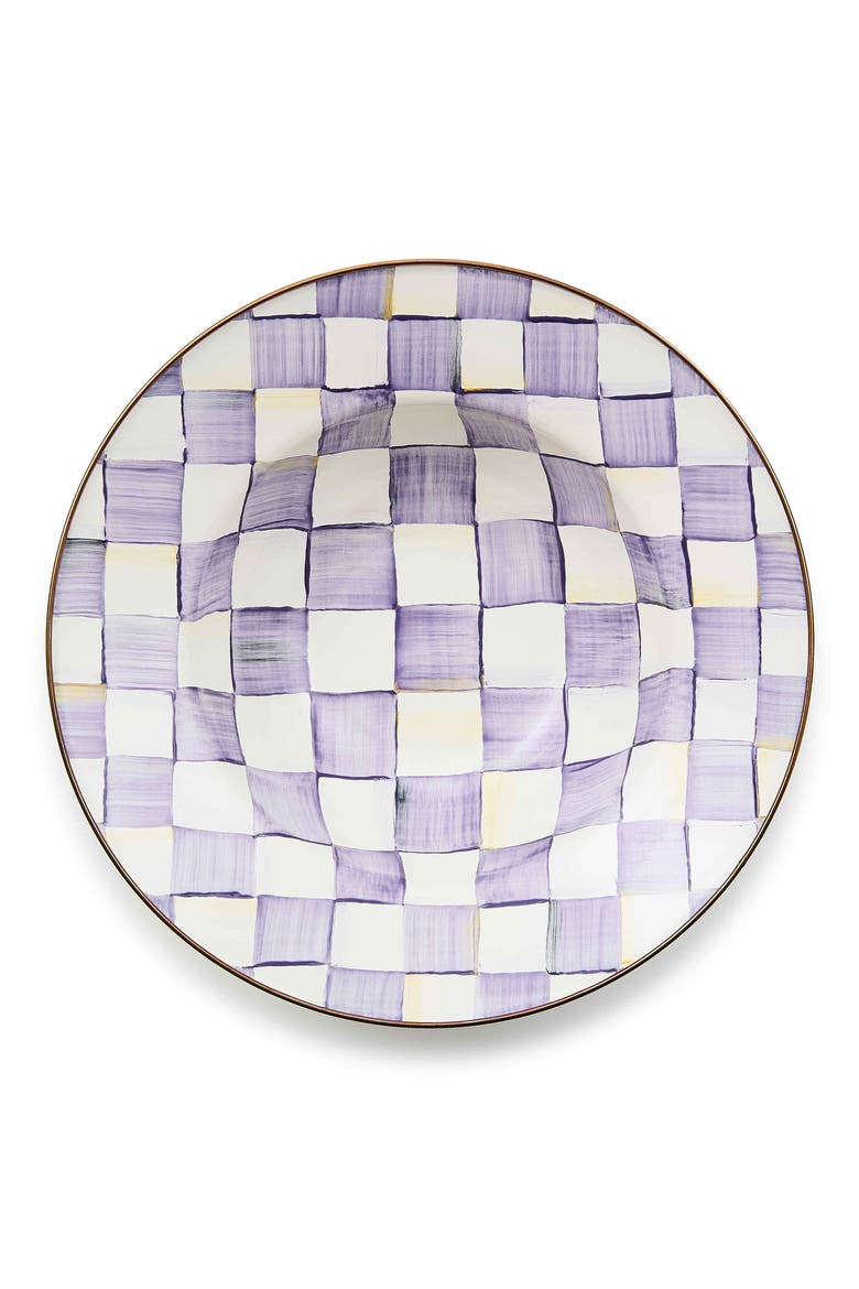 Violet Check Enamel Serving Bowl, Alternate, color, VIOLET