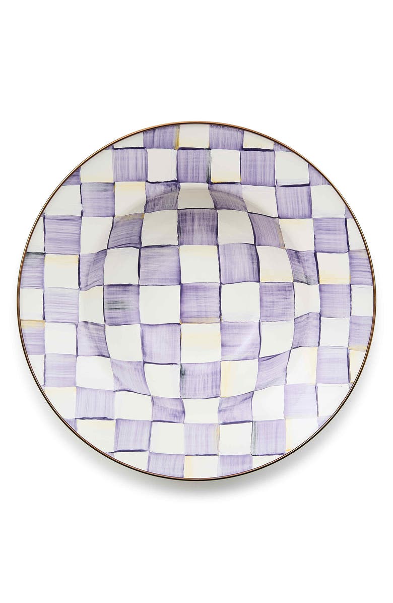 MACKENZIE CHILDS Violet Check Enamel Serving Bowl, Alternate, color, Violet