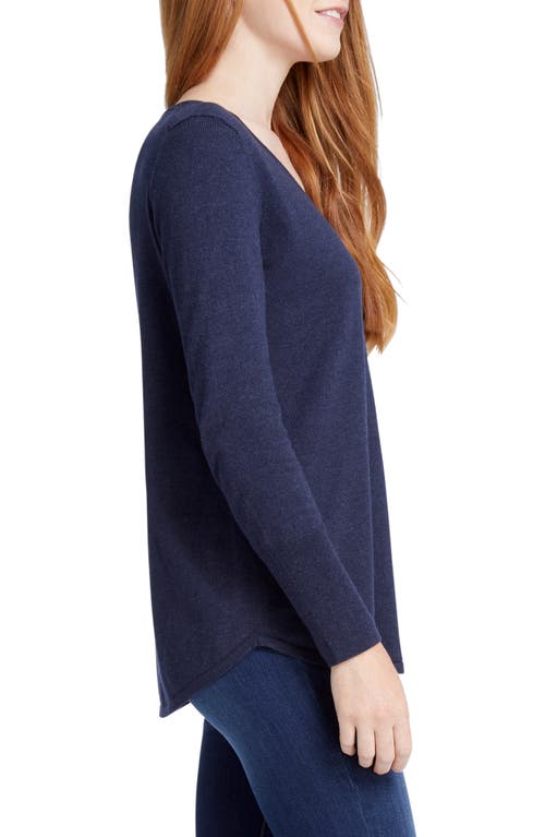 Nic + Zoe Vital Balloon Sleeve Recycled Cotton Blend Sweater In Dark Indigo