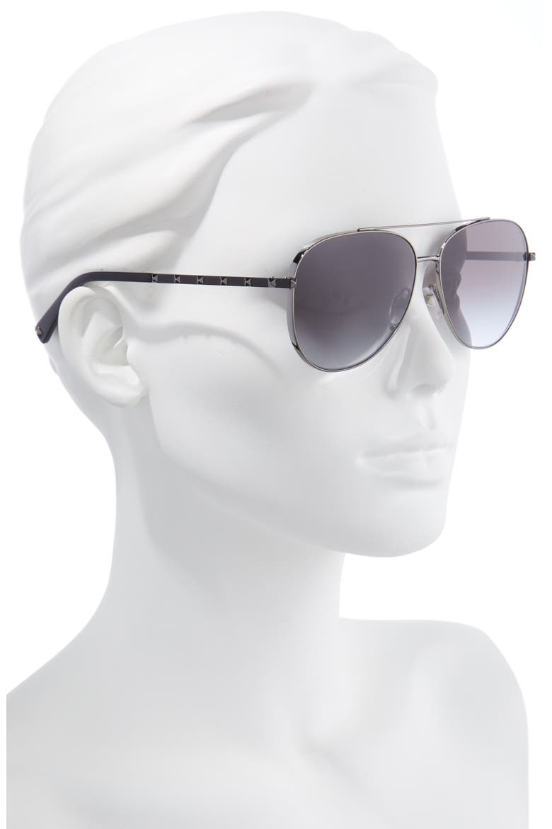 60mm Aviator Sunglasses, Alternate, color, GUNMETAL/ BLACK GRADIENT
