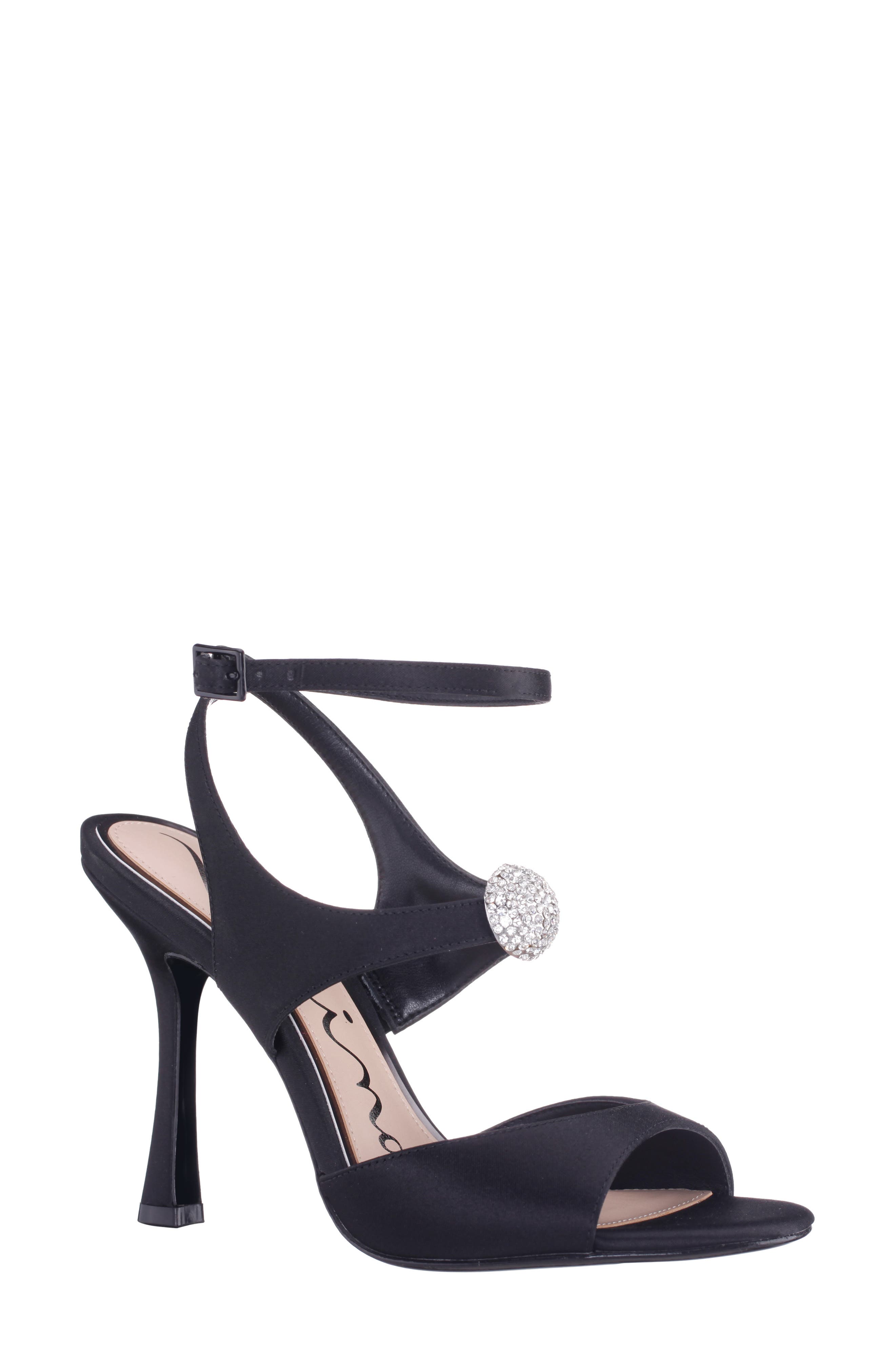 Nina Dahlia Ankle Strap Sandal, Main, color, Black