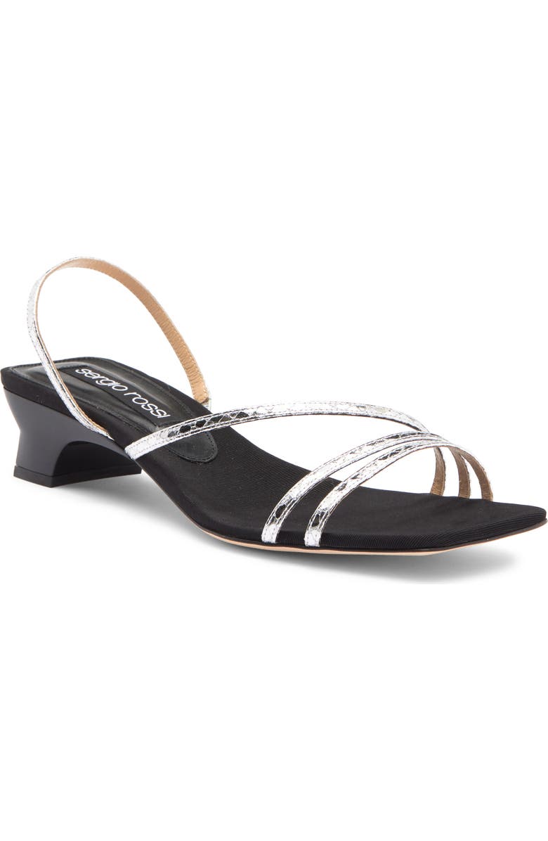 Sergio Rossi Metallic Strap Kitten Heel Sandal, Main, color,