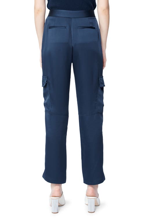 Simkhai Carolina Satin Straight-leg Utility Pants In Midnight