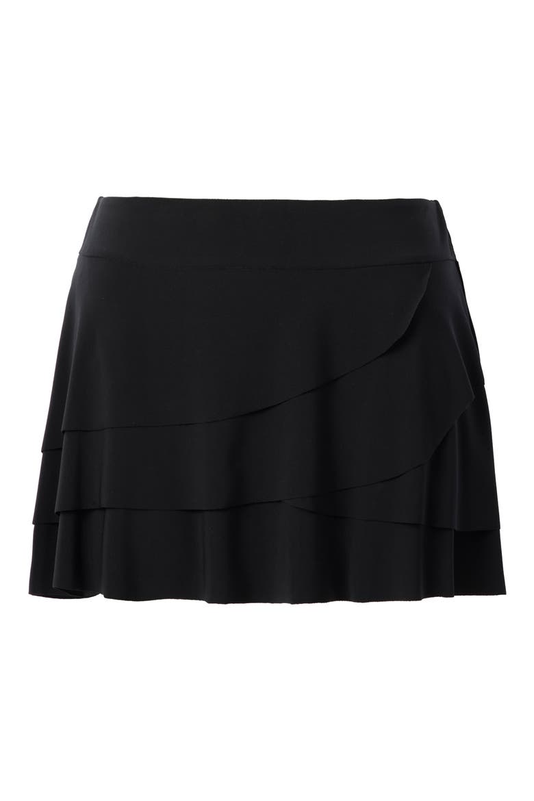 Ruffle Tiered Cover-Up Skirt, Alternate, color, BLACK