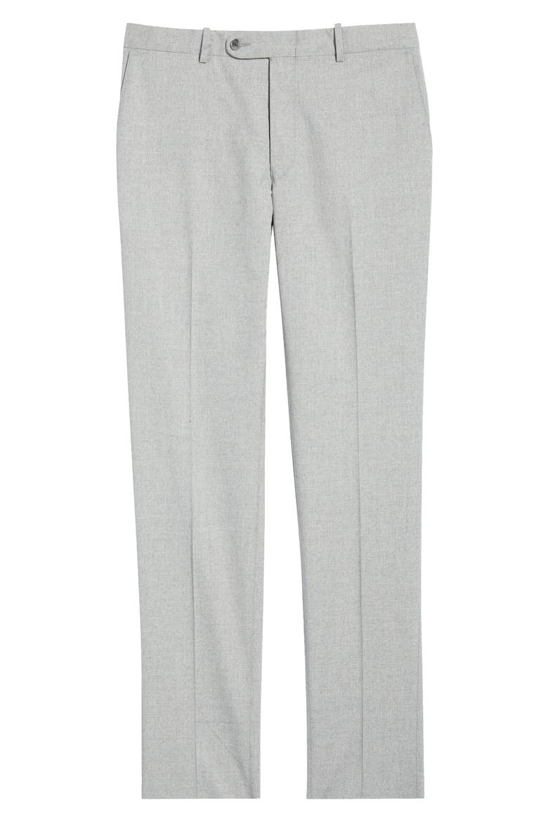 Harker Flat Front Light Tan Wool & Cotton Mélange Dress Pants, Alternate, color, LIGHT GREY