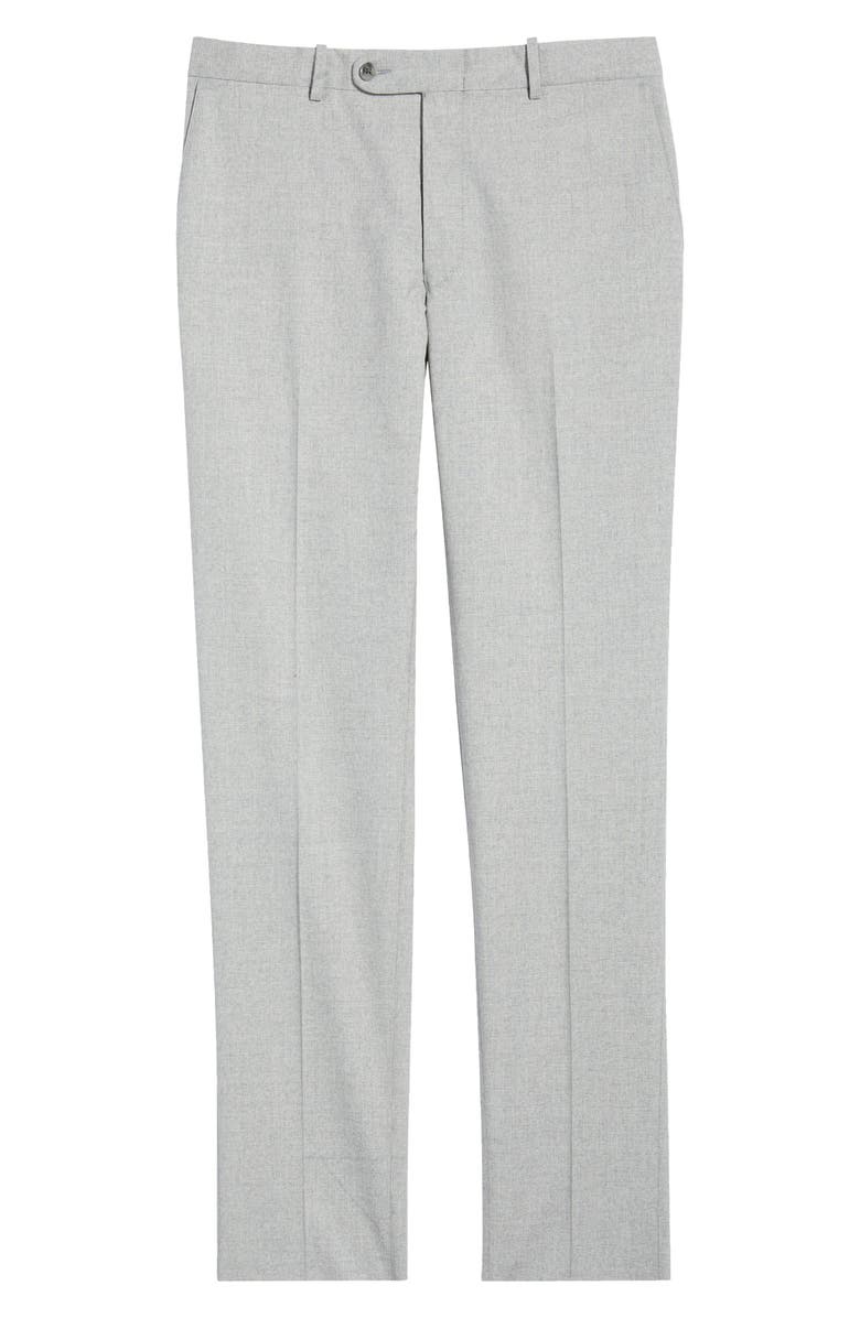 Peter Millar Harker Flat Front Light Grey Wool & Cotton Mélange Dress Pants, Alternate, color, Light Grey