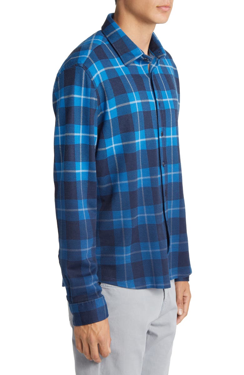 Stone Rose Plaid Jacquard Dip Dye Knit Button-Up Shirt, Alternate, color, Navy