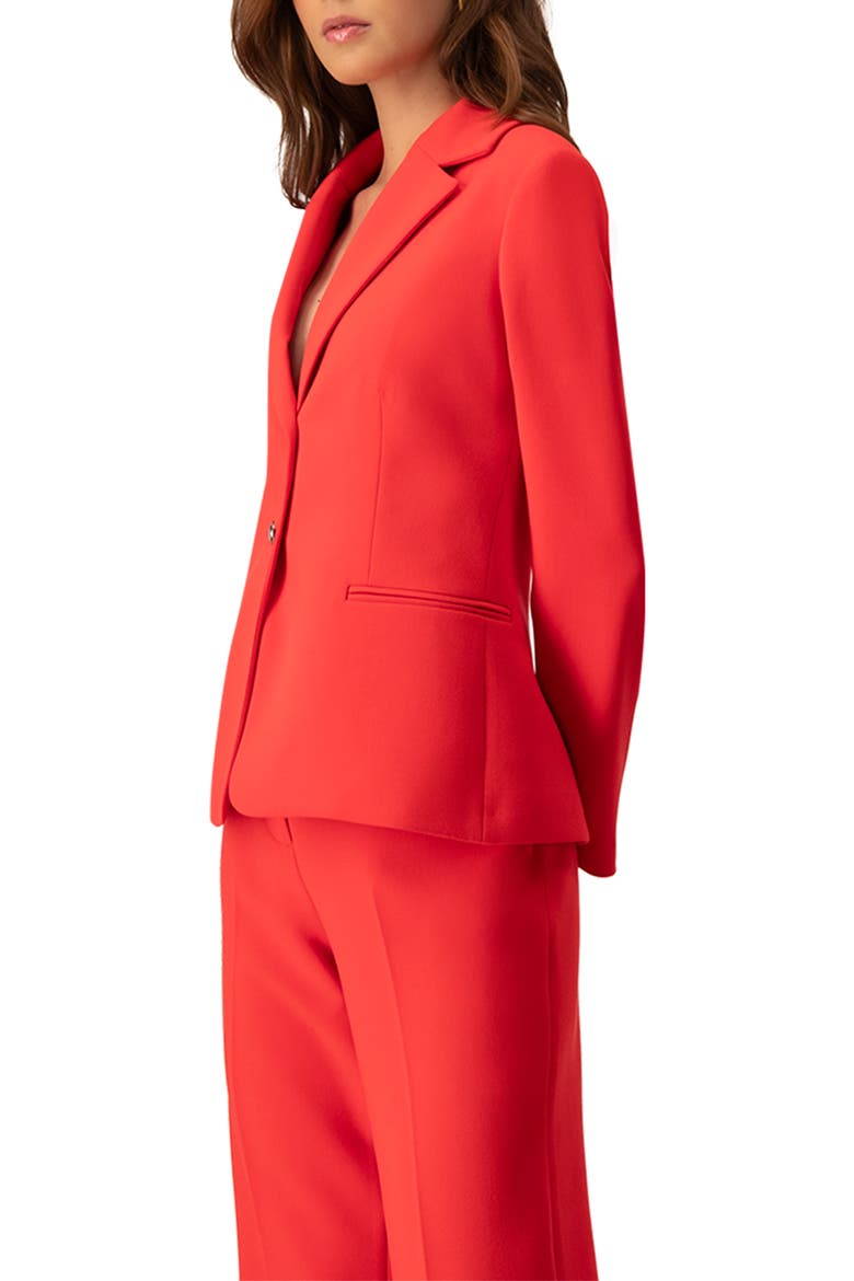 Single-Button Blazer in Vibrant Red, Alternate, color, Red
