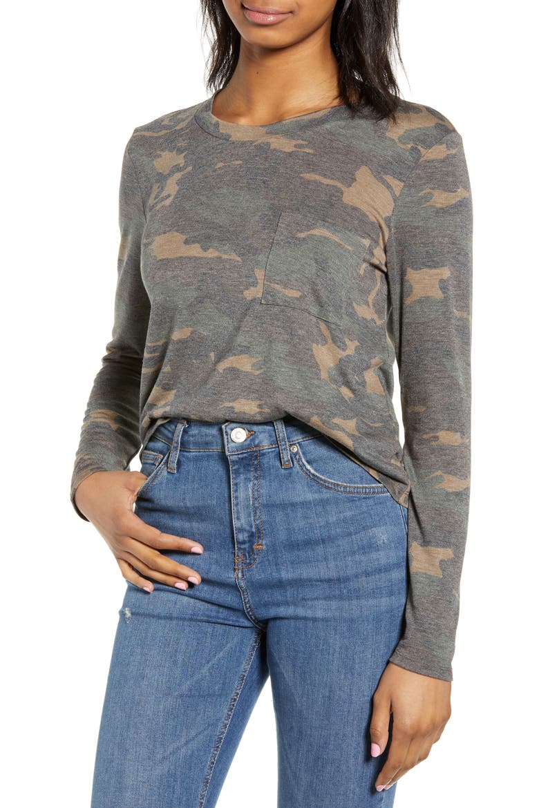 Camo Print Tee, Main, color, OLIVE BURNT CAMO