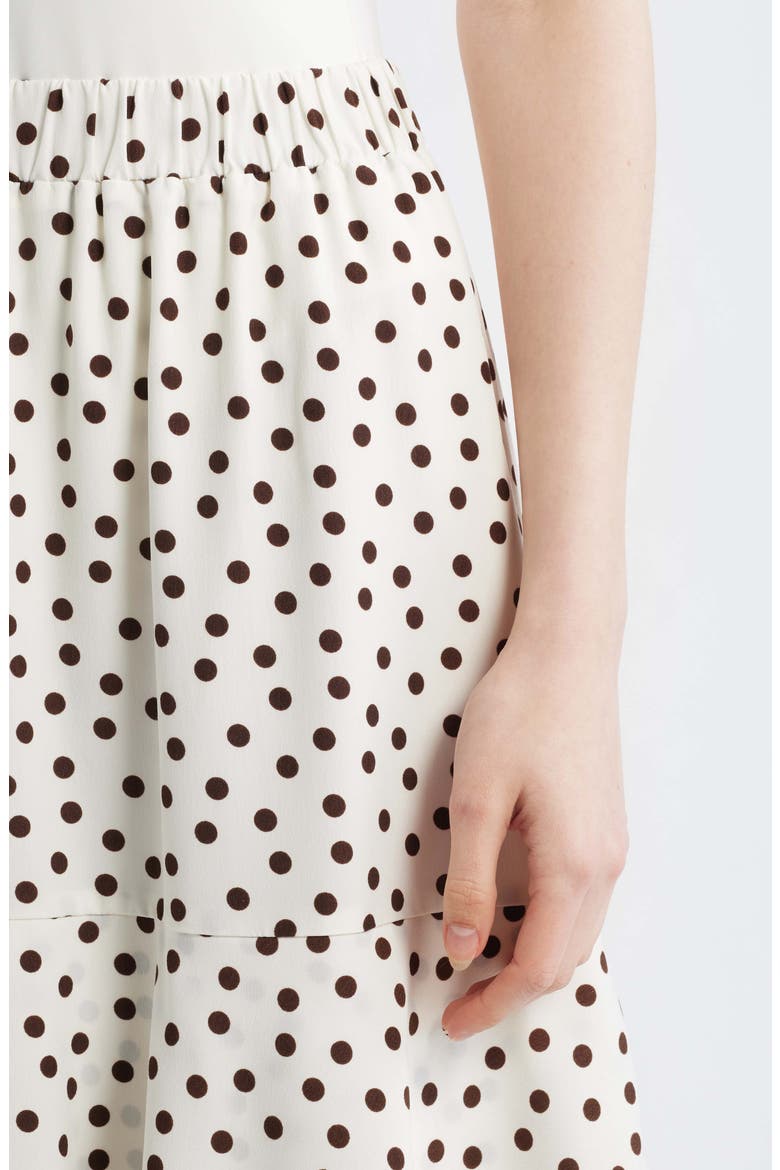 Tiered Polka Dot Midi Skirt, Alternate, color, WHITE/ DARK CHOCOLATE