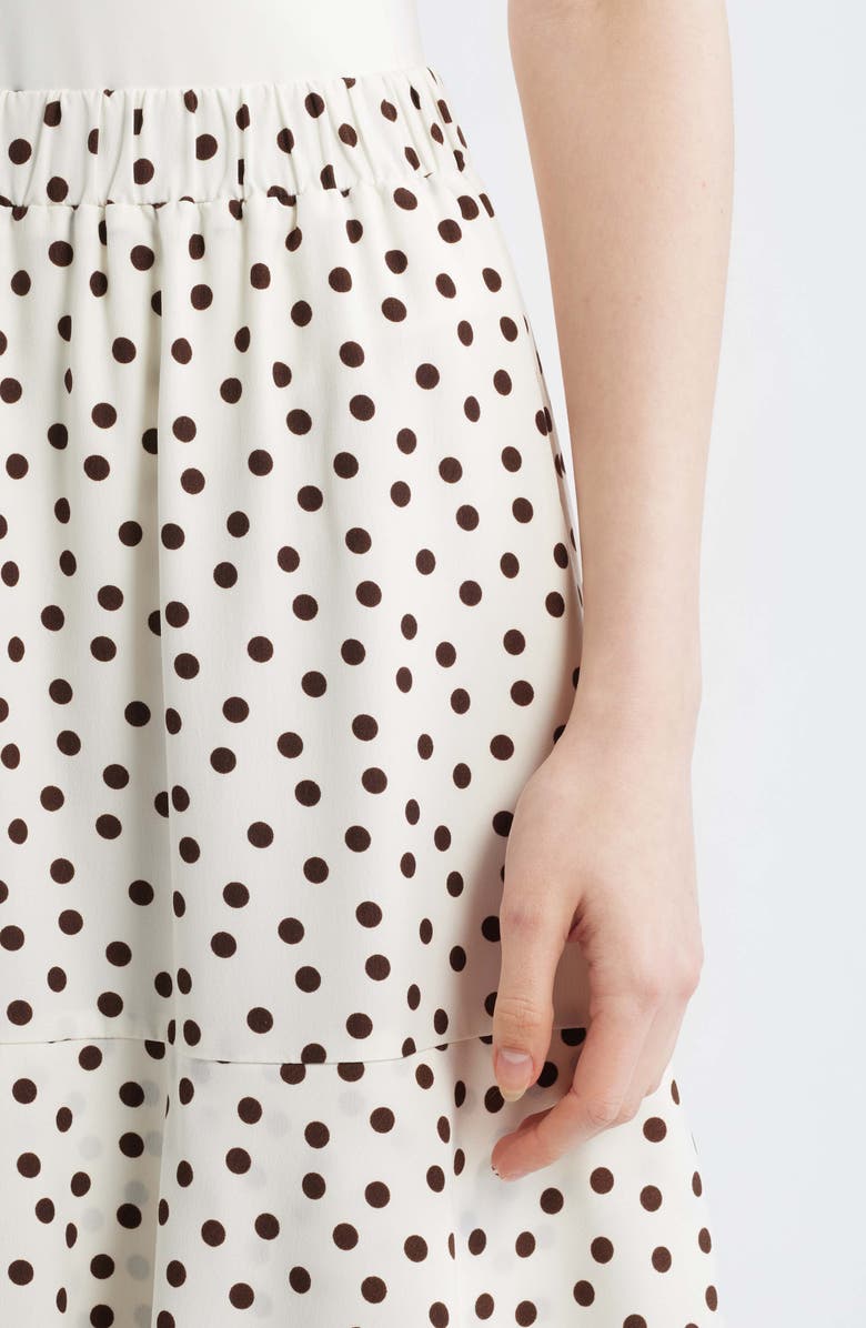 Anne Klein Tiered Polka Dot Midi Skirt, Alternate, color, White/ Dark Chocolate