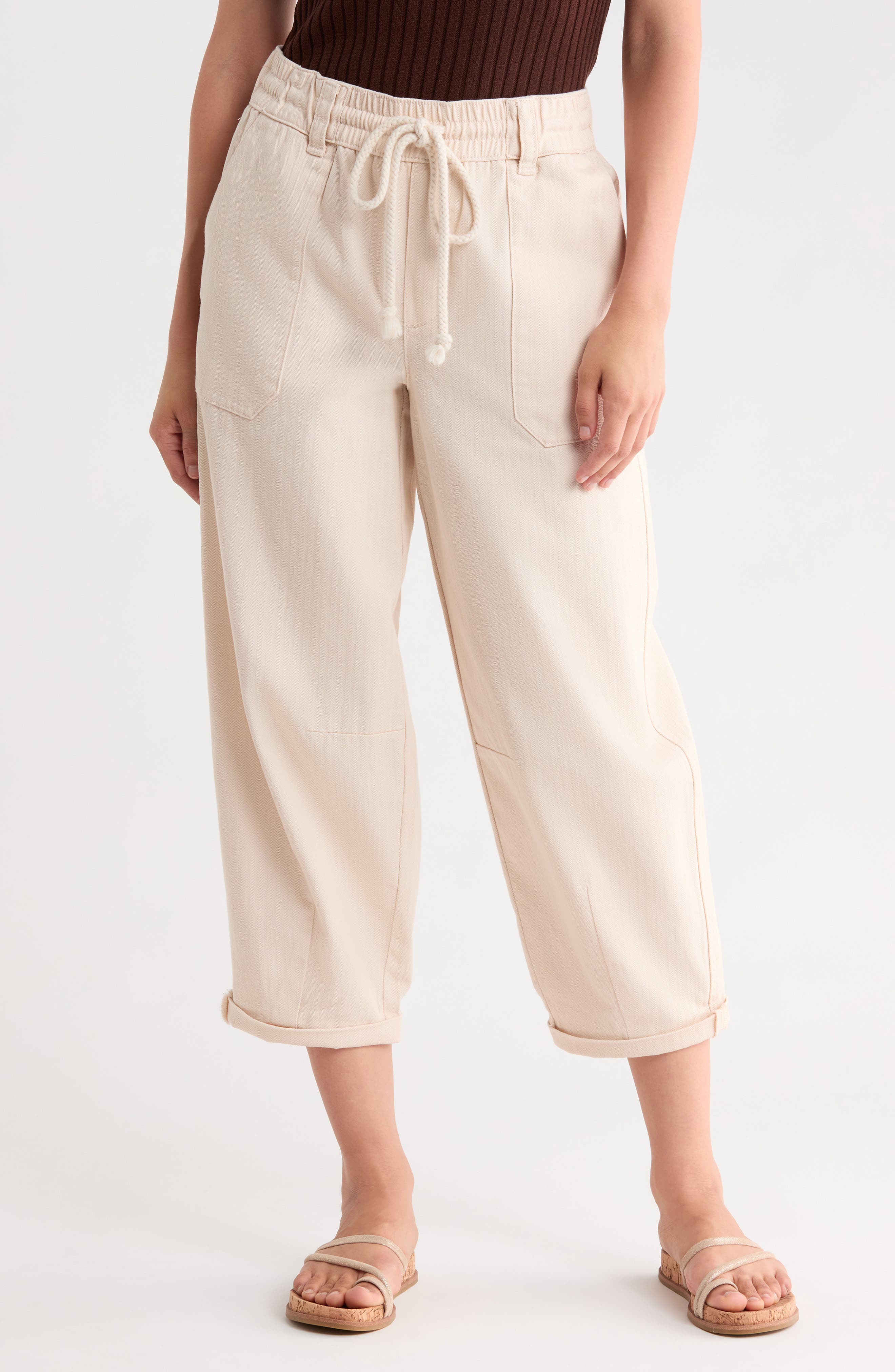 Tie Waist Barrel Pants