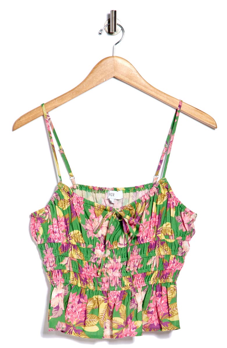 NSR Strappy Smocked Camisole, Alternate, color, Green/ Pink Floral