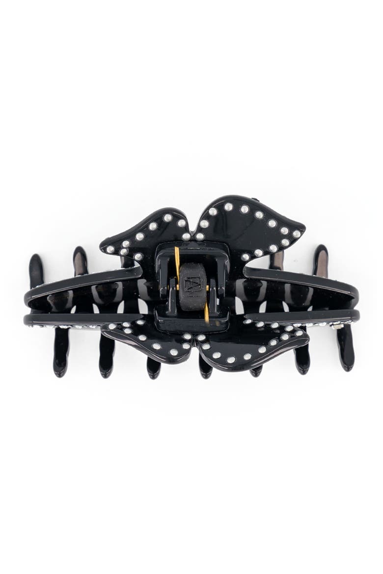 Dore acetate and crystals hair clip, Alternate, color, Black