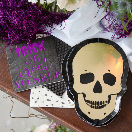 Jollity & Co . Gold Skull Plates In Brown