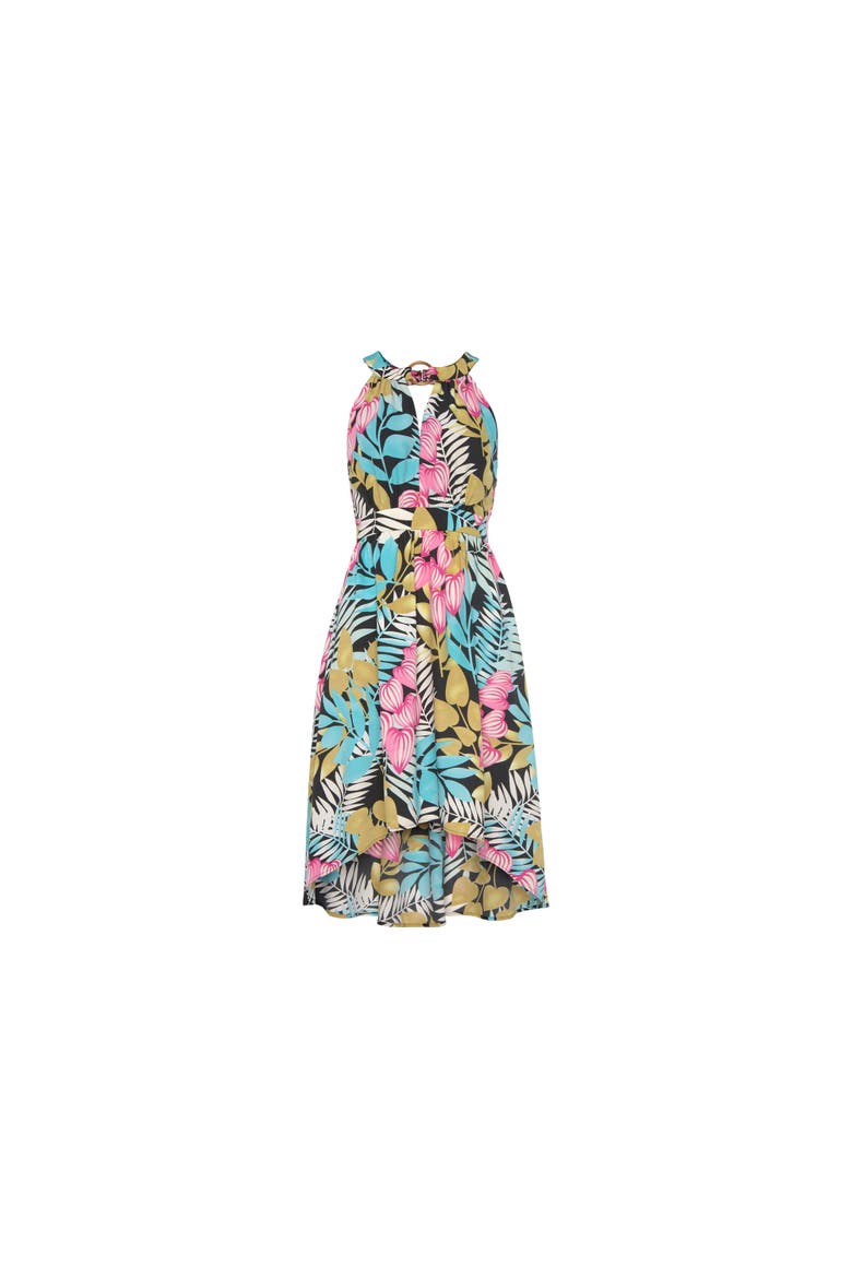 High Low Cutout Dress, Alternate, color, Green Patterned