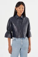 LAMARQUE Carolina | Leather Ruffle Sleeve Jacket