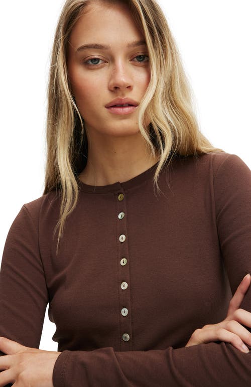 Cotton On Bailey Button Detail Cardi In Brown